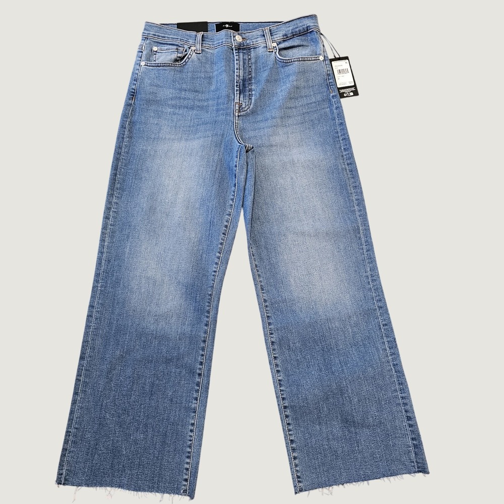7FAMK Alexa Cropped Raw Hem Jean Wide Leg 31 Waist